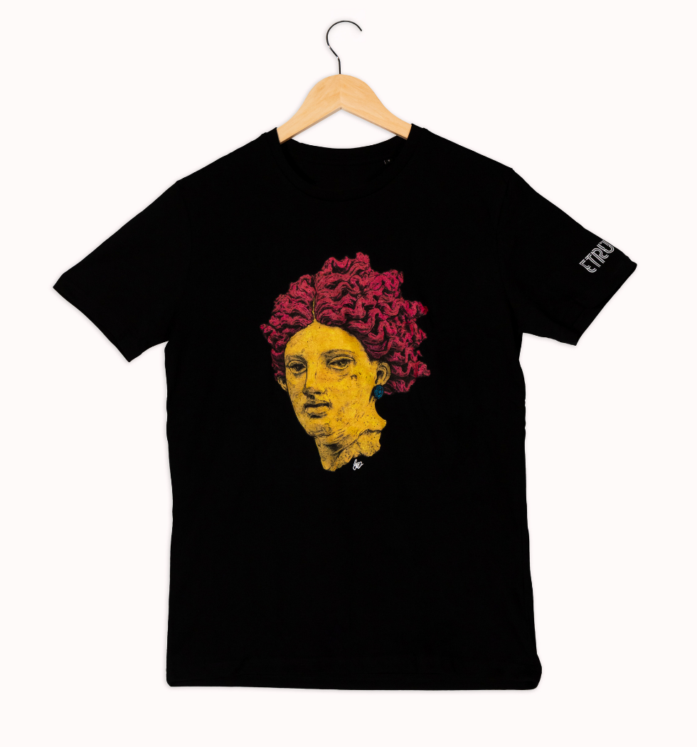 T-shirt nera "Testa di Leucotea", Taglia M